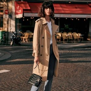 Sezane Scott Trench Coat, Camel, US Size 8